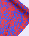 Tecido Tricoline Italiano Campo Floral Abstrato Azul e Vermelho
