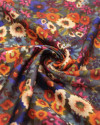 Tecido Crepe Silk Italiano Pintura Floral Abstrata Colorida
