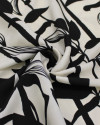 Tecido Crepe Silk Italiano Macro Ramos Preto e Creme
