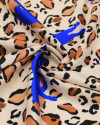 Tecido Crepe Texturizado Italiano Animal Print e Onças Azul, Tons de Marrom e Bege