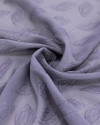 Tecido Crepe Chiffon Texturizado Italiano Brocado com Fóil Folhas Tons de Cinza
