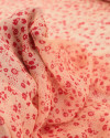 Tecido Crepe Chiffon Italiano Micro Tapete Floral Rosa Pink e Creme