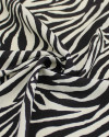 Tecido Crepe de Viscose Italiano Animal Print Preto e Creme