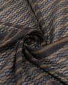 Tecido Crepe Chiffon Brocado Italiano Listrado Capuccino e Preto
