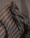 Tecido Crepe Chiffon Brocado Italiano Listrado Capuccino e Preto