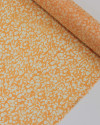 Tecido Crepe Chiffon Italiano Micro Tapete Floral Abstrato Branco e Laranja