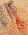 Tecido Crepe Chiffon Italiano Micro Tapete Floral Abstrato Branco e Laranja
