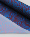 Tecido Crepe Silk Italiano Geométricos Irregulares Ondulados Azul e Roxo