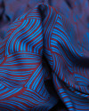 Tecido Crepe Silk Italiano Geométricos Irregulares Ondulados Azul e Roxo