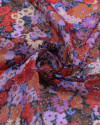 Tecido Crepe Chiffon Texturizado Italiano com Lurex Tapete Floral Colorido