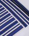 Tecido Crepe Silk Italiano Listras Estampadas Tons de Azul e Bege