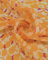 Tecido Crepe Chiffon Italiano Estampa Geométrica Abstrata Laranja