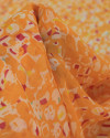 Tecido Crepe Chiffon Italiano Estampa Geométrica Abstrata Laranja