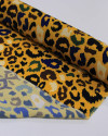 Tecido Crepe de Viscose Italiano Animal Print e Listras Verticais Colorido e Amarelo