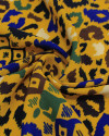 Tecido Crepe de Viscose Italiano Animal Print e Listras Verticais Colorido e Amarelo