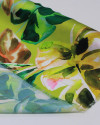 Tecido Crepe Silk Italiano Macro Folhagens Abstratas Colorido e Verde Oliva