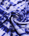 Tecido Crepe Silk Italiano Xadrez em Tie Dye Tons de Azul