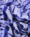 Tecido Crepe Silk Italiano Xadrez em Tie Dye Tons de Azul