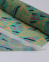 Tecido Crepe Chiffon Italiano Estampa Geométrica Abstrata Salmão, Rosa e Verde Água