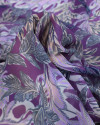 Tecido Crepe Chiffon Multi Folhas Cinza e Tons de Roxo