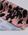 Tecido Micro Fibra Alfaiataria Italiano Camuflado Abstrato Preto e Rosa Chá