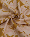 Tecido Viscose Ialiano Tapete Floral Abstrato Rosa Quartzo e Amarelo Queimado