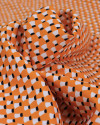 Tecido Micro Fibra Alfaiataria Italiano Micro Figuras Abstratas Preto, Branco e Laranja