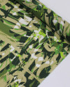 Tecido Viscose Italiano Pinceladas Abstratas Branco, Bege e Tons de Verde