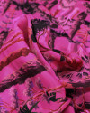 Tecido Viscose Acetinada Italiano Árvores Preto e Tons de Rosa