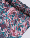 Tecido Crepe Chiffon Italiano Texturizado Italiano Pinceladas Abstratas Marrom, Verde e Tons de Rosa