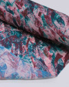 Tecido Crepe Chiffon Italiano Texturizado Italiano Pinceladas Abstratas Marrom, Verde e Tons de Rosa