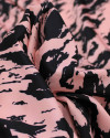 Tecido Micro Fibra Alfaiataria Italiano Camuflado Abstrato Preto e Rosa Chá