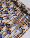 Tecido Viscose Italiano Esampa Geométrica Abstrata Azul, Tons de marrom e Offwhite
