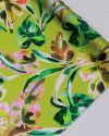Tecido Crepe Silk Italiano Macro Folhagens Abstratas Colorido e Verde Oliva