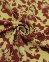 Tecido Viscose Texturizada Tapete Floral Abstrato Marrom e Amarelo