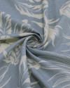 Tecido Linho Misto Camisaria Folhagens e Flores Offwhie e Azul Cinza Ártico