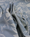 Tecido Linho Misto Camisaria Folhagens e Flores Offwhie e Azul Cinza Ártico