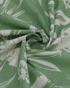 Tecido Linho Misto Camisaria Folhagens e Flores Branco e Verde