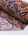 Tecido Viscose Texturizada Estampa Paisley Colorido e Bege