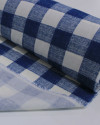 Tecido Linho Misto Camisaria Xadrez Offwhite e Azul