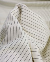 Tecido Linho Misto Camisaria Risca de Giz Preto e Offwhite