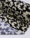 Tecido Viscose Texturizada Tapete Floral Abstrato Creme e Preto