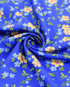 Tecido Viscose Texturizada Micro Tapete Floral Colorido e Azul