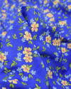 Tecido Viscose Texturizada Micro Tapete Floral Colorido e Azul