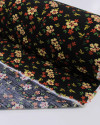 Tecido Viscose Texturizada Micro Tapete Floral Colorido e Preto