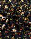 Tecido Viscose Texturizada Micro Tapete Floral Colorido e Preto