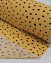 Tecido Viscose Texturizada Pingos Irregulares Marrom Escuro e Amarelo 