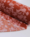 Tecido Viscose Ramos Abstratos Rosa Chá e Vermelho