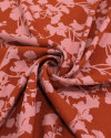 Tecido Viscose Ramos Abstratos Rosa Chá e Vermelho