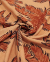 Tecido Viscose Texturizada Palmeiras Marrom Claro e Salmão